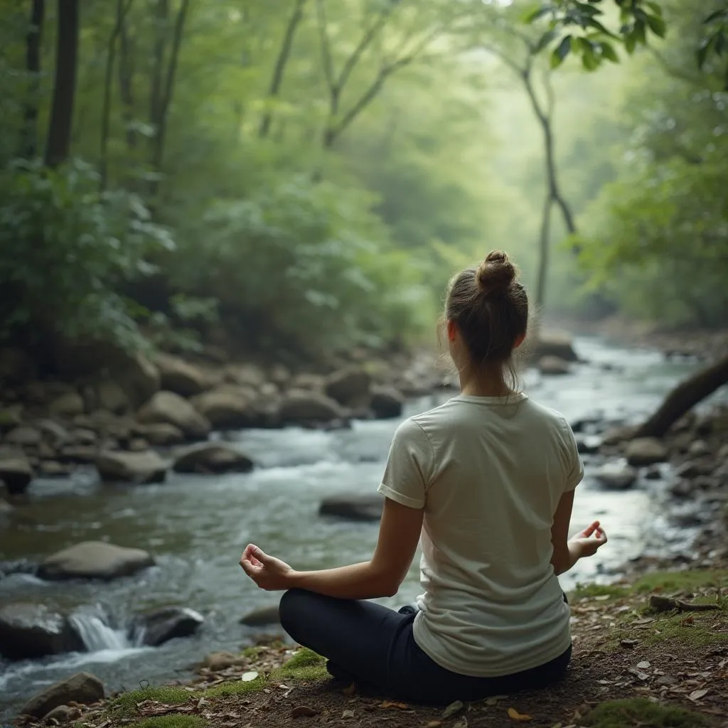 Momento de meditación en la naturaleza